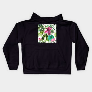 Seamless tropical flower, plant and leaf pattern background Kids Hoodie